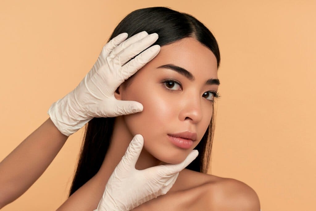 Young woman with beautiful skin and contoured face