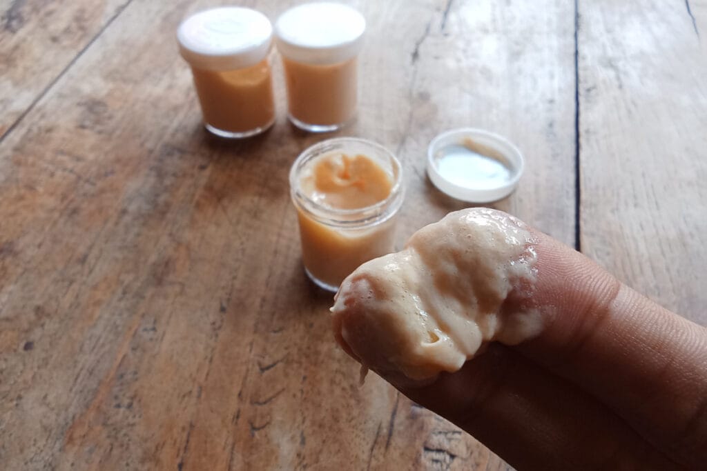 Close up of skincare products derived beef tallow